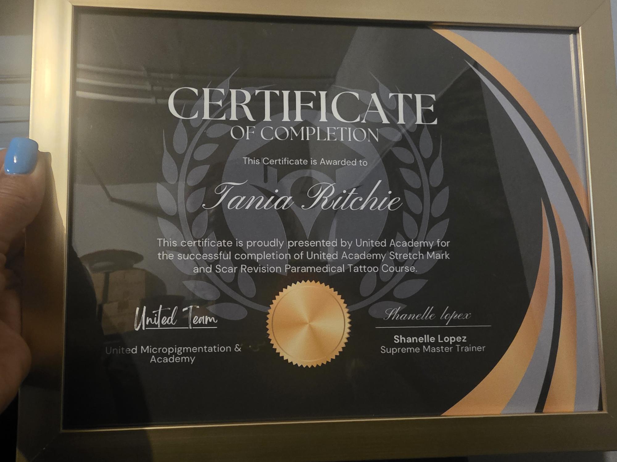 Paramedical tattoo certificate
